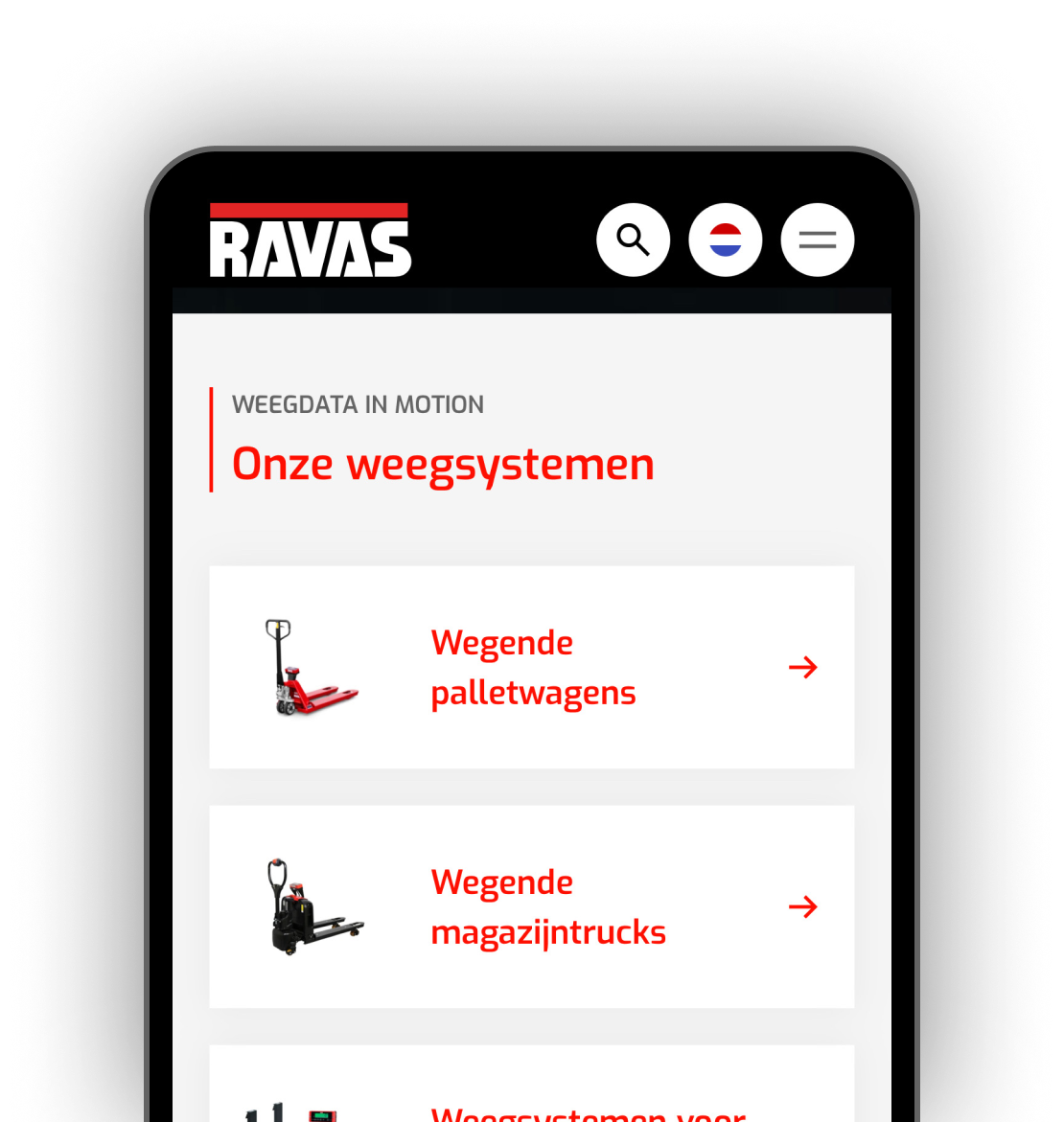 Mobiel website Ravas