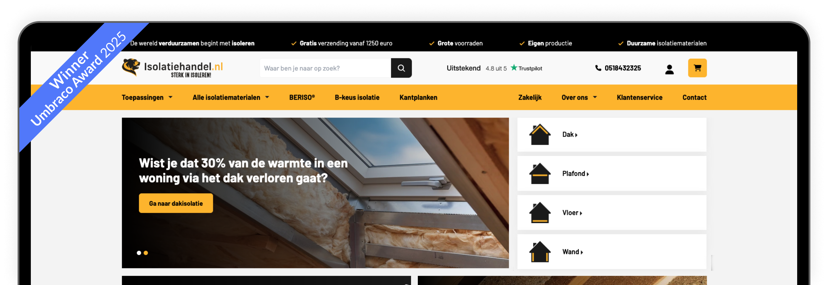 Desktop webshop isolatiehandel van den berg